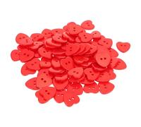 Resina Bottoni Due Fori 100 Pezzi a Forma di Cuore Rossi | Finitura Liscia e Colore Brillante, Adatti a Lavori Creativi e Capi Decorativi