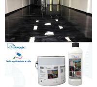 RESINA EPOSSIDICA BICOMPONENTE PER PAVIMENTI NERA LUCIDA 5Kg B 45/55 Mq