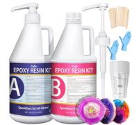 Resina epossidica con indurente - 4,8 kg / 4,5 L Resina epossidica chiara con pompa per versare e rivestire, piani da tavolo - Resina epossidica senza bolle per creazione di gioielli, forme in resina