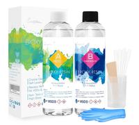 Resina epossidica cristallina da 600 ml/21oz con indurente rapporto 1:1 con guanto, misurino, bastoncini di legno, pipette, resina epossidica a basso odore per resina da colata artistica, gioielli