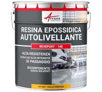 Resina Epossidica Pavimento Autolivellante 5 kg Giallo Traffico - RAL 1023 | Per Pavimenti in Piastrelle e Calcestruzzo a Traffico Intenso, Elevata Resistenza Chimica e Meccanica - Arcane Industries