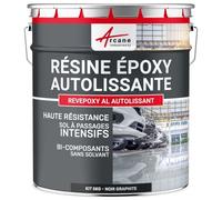 Resina Epossidica Pavimento Autolivellante 5 kg Nero Grafite - RAL 9011 | Per Pavimenti in Piastrelle e Calcestruzzo a Traffico Intenso, Elevata Resistenza Chimica e Meccanica - Arcane Industries