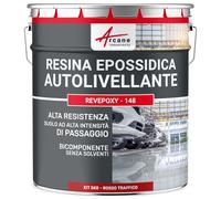 Resina Epossidica Pavimento Autolivellante 5 kg Rosso segnaletico | Per Pavimenti in Piastrelle e Calcestruzzo a Traffico Intenso, Elevata Resistenza Chimica e Meccanica - Arcane Industries