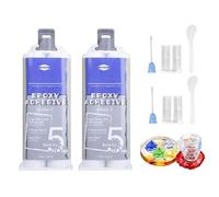 Resina Epossidica Trasparente,2pcs Colla Epossidica 50ml,Colla Resina Epoxy,Colla Epossidica Bicomponente,Colla per Metallo,Adesivo Trasparente per Incollare Metallo,Legno,Plastica,Vetro