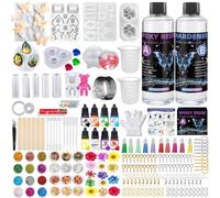 Resina Epossidica Trasparente 600ml,Kit Resina Epossidica Completo,Compreso Stampi per Resinas Epossidicas,Pigmenti Coloranti, Starter Kit per Creare dei Portachiavi,per la Creazione di Gioielli(2)