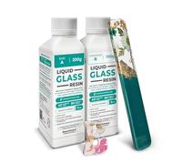 Resina epossidica trasparente, effetto vetro - Perfetta per bricolage, gioielli e modellismo. Colorabile e facile da usare - Liquid Glass Resin (300 gr)