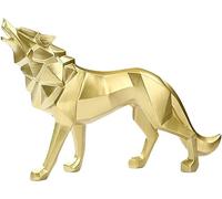 Resina Lupo Statua Scultura Sculture Astratte Home Decor Statue Animali Moderna Geometrica Home Decor Figurina Tavola Centrotavola Ornamenti per Soggiorno Armadi Desk Decor, Gold