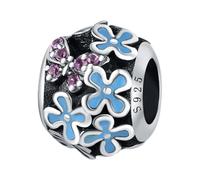 Resina Ortensia Farfalla Perlina Fascino, 925 Argento Sterling Fascino Braccialetto Accessorio, Compatibile con Braccialetto Pandora Collana