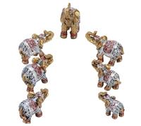 Resina Piccoli Elefanti Statue, 7 Pezzi Elefante Statua, Buona Fortuna Elefanti Statue Feng Shui Piccolo Elefante Collezione di Figurine Per Scaffale Soggiorno Ufficio Desktop Libreria Decorazione