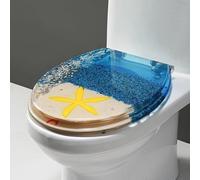 Resina Trasparente Sedile WC Muto Copriwater E Copri A Forma di U/V/O Universale Acciaio Inossidabile Raccordi Cerniera,Facile da Pulire,Chiusura Rallentata,ASSE WC,Toilet Seat Bagno J,42×36CM