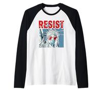 Resist Statue Liberty Bubblegum Protest Equality Maglia con Maniche Raglan