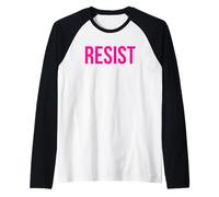 Resist T-Shirt Rosa Bold Message T-Shirt Maglia con Maniche Raglan
