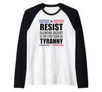 Resist Tyranny PRO Democracy Dies in Silence Dissent No King Maglia con Maniche Raglan