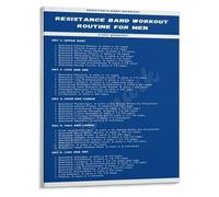 Resistance Band Workout Plan Poster for Men with Exercise Chart Home Training Guide Fitness Motivation Wall Art(Framed,08x12inch(20x30cm))