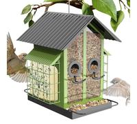 Resistente Agli Scoiattoli Mangiatoie Per Uccelli,Mangiatoia Trasparente In Metallo Per Cardellini Con Doppio Tetto - Decorazione Da Giardino Per Appassionati Di Natura Su Balcone Giardino Terrazzo