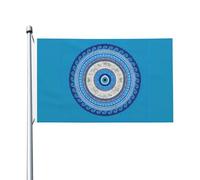Resistente Ai Raggi Uv Bandiera Da Cortile 90X150Cm Blue Greek Matiasma Evil Eye Bandieras Da Giardino Poliestere Bandieras Pirati Per Giardino, Cortile, La Fattoria All'Aperto