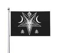 Resistente Ai Raggi Uv Bandiera Da Cortile 90X150Cm Demon Baphomet Satanic Goat Head Sigil Of Lucifer Bandieras Da Giardino Decorazione Bandieraes Dell'Individualità Per Giardino, Feste