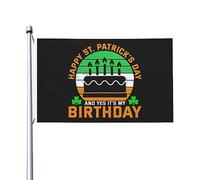 Resistente Ai Raggi Uv Bandiera Da Cortile 90X150Cm Happy St Patrick'S Day And Yes It'S My Birthday St Patrick'S Day Bandierine Colore Vivido Bandieras Pirati Per Giardino, Barca, Feste