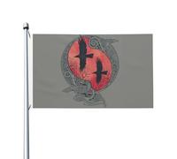 Resistente Ai Raggi Uv Bandiera Da Cortile 90X150Cm Viking Norse Mythology Runic Odin Bandieras Da Giardino All'Aperto Bandieras Pirati Per La Fattoria All'Aperto, Cortile, Camion