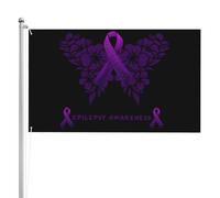 Resistente Ai Raggi Uv Bandieraes Dell'Individualità 90X150Cm Epilepsy Awareness Ribbon Butterfly Bandiera Da Cortile Decorazione Bandieras Da Giardino Per Cortile, Giardino