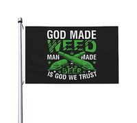Resistente Ai Raggi Uv Bandierine 90X150Cm God Made Weed Man Made Beer Is God We Trust Bandieras Pirati Poliestere Bandieraes Dell'Individualità Per Giardino, Barca, Decorazione Domestica