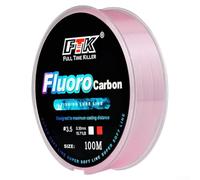 Resistente all'acqua e lenza da pesca, non rilevabile ai pesci, 100 m di lenza per esche da pesca in fluorocarbonio (2-0,23 mm-4,3 kg per rosa)
