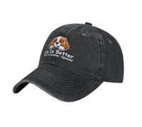Resistente alle intemperie Bandiera da giardino Life is Better with A Cavalier King Charles Spaniel Dog Classic Denim Hat Colorato Bandiera con occhielli in metallo 3x5 Ft per Spazi interni