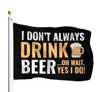 Resistente Alle Intemperie Bandiera Pirata I Don'T Always Drink Beer Oh Wait Yes I Do！ Bandiere Con Occhielli Flag Per Ristoranti Conferenza Decorazione 90X150Cm