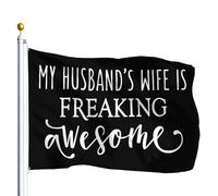 Resistente Alle Intemperie Bandiera Pirati My Husband'S Wife Is Freaking Awesome Bandiere Durevole Bandierine Per Parata Balcone Ristoranti 90X150Cm