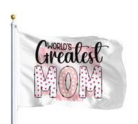 Resistente Alle Intemperie Bandiera Pirati World'S Greatest Mom Bandiere Rinforzo Striscioni Di Bunting Per Esterno Giardino Conferenza 90X150Cm