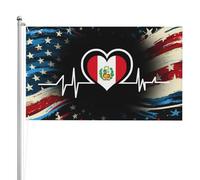 Resistente Alle Intemperie Bandierine Peru Flag Heartbeat Doppia Cucitura Per Decorazione Giardino Bar 90X150Cm