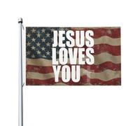 Resistente alle intemperie Decorazione esterna Faith Jesus Loves You Flag Advocacy Bandiera in poliestere 3x5 Ft per dormitori,Decorazioni percortile