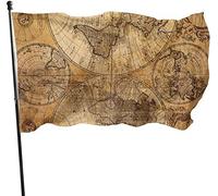 Resistente alle intemperie, fantastica mappa del vecchio mondo, bandiera da giardino, bandiera da gioco, decorazioni da 3 x 5 piedi per la casa all'aperto
