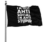 Resistente Allo Scolorimento Bandiera Durevole Bandiera Pirata I'M Not Anti Social A Nti S Tupid 90X150Cm Bandiere Da Giardino Per Esterno Bar Interno