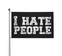 Resistente Allo Scolorimento Bandiera I Hate People Bandiere Da Giardino Decorative Bandierine Per Balcone Conferenza Celebrazione 90X150Cm