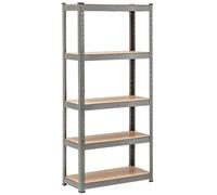 Resistente Grigio Garage Scaffalatura Scaffale 5 Ripiani Portaoggetti Officina