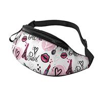 Resistente Marsupi Tattico Kiss Lips Paris Eiffel Tower Tattico Marsupi Regolabile Borsa Da Cintura Per Viaggio Camminata Uomo 14X35Cm