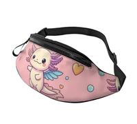 Resistente Marsupi Uomo Cute Axolotls Hearts And Bubbles Pink Marsupi Moto Regolabile Bum Bag Per Trekking Attività Camminata 14X35Cm