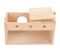 Resistente nido in legno con apertura centrale a destra per allevare calopsiti e pappagallini, adatto anche come accessorio per gabbia sospesa.