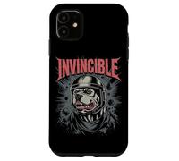 Resistente pitbull nel casco con scritte invincibili e impatto Custodia per iPhone 11
