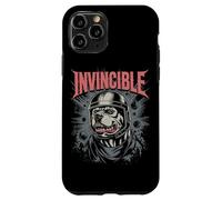 Resistente pitbull nel casco con scritte invincibili e impatto Custodia per iPhone 11 Pro