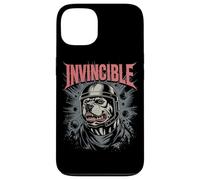 Resistente pitbull nel casco con scritte invincibili e impatto Custodia per iPhone 13