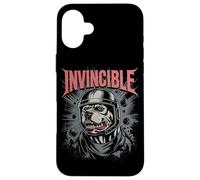 Resistente pitbull nel casco con scritte invincibili e impatto Custodia per iPhone 16 Plus