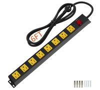 Resistente protezione contro le sovratensioni, 8 uscite, cavo di prolunga lungo, ampio spazio e montaggio a parete, striscia di metallo per casa, ufficio, officina, garage (6F)