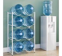 Resistente scaffale per bottiglie d'acqua da 5 galloni, organizer impilabile per brocche d'acqua, grande capacità, supporto per refrigeratore a doppia fila, supporto per dispenser d'acqua durevole