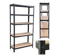 Resistente Ripiani di Conservazione 1800mm Alto Nero 5 Tier Metallo Garage