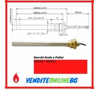 RESISTENZA CANDELETTA ACCENSIONE diam. 9,9 x 146mm 250W RACCORDO 3/8".