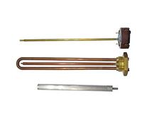 Resistenza tipo cointra 1u dritta + guaina in rame - L.280 mm - filettatura 1 1/4' - 1200 W 230 V + anodo magnesio 16 x 200 M6 + termostato collegabile 280 mm