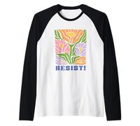Resistere Fiori Uguaglianza Protesta Politica Retro Groovy Maglia con Maniche Raglan