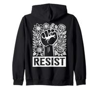 Resistere | Solidarietà Pugno Fiore Protesta Equality Awarness Felpa con Cappuccio